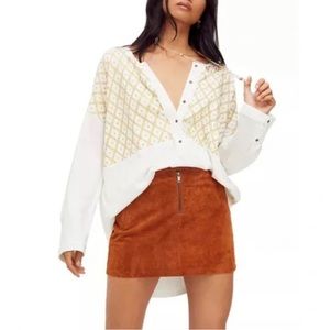 Free People > We the Free Free Spirit Henley Top White Mustard Stitch